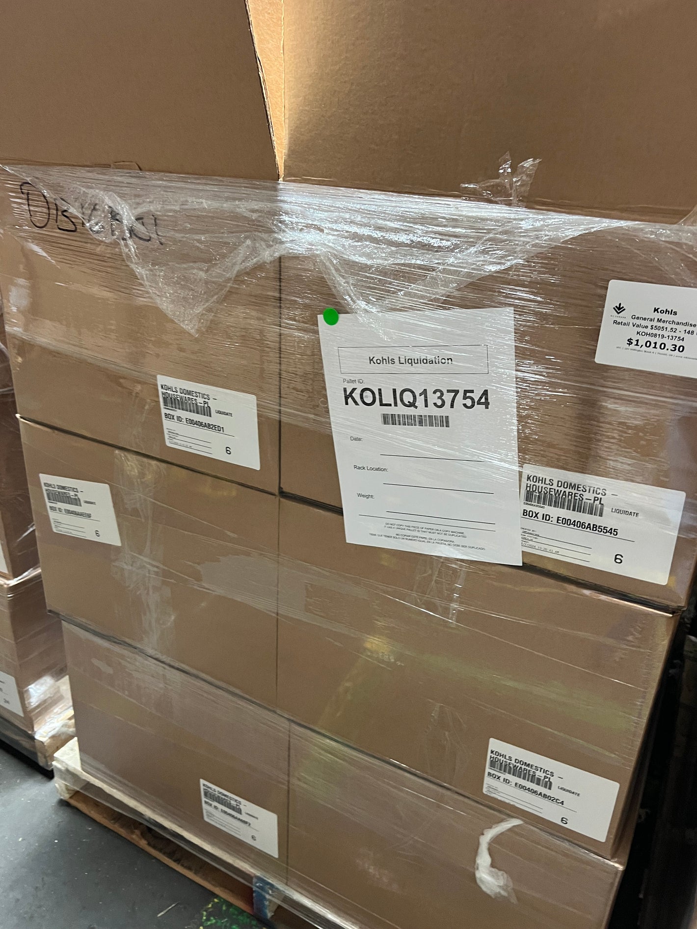 Kohl's General Merchandise / Domestics Pallet - BL# KOH0819-13754